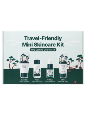 Дорожный набор с экстрактами сосны и центеллы: пенка + тонер + сыворотка + крем