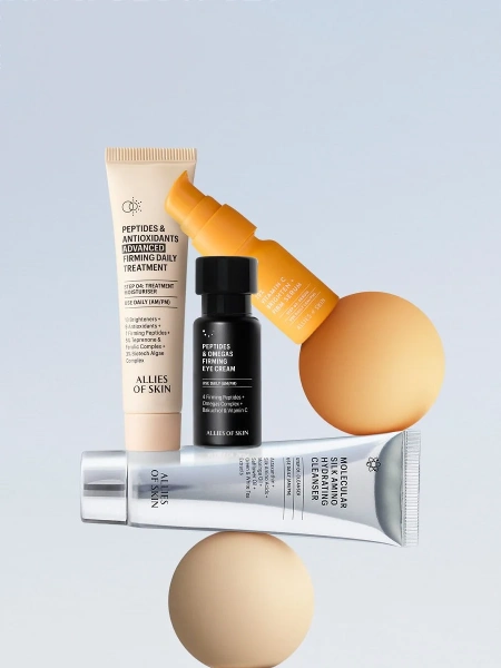 Allies of Skin Набор «Упругость и Сияние»: очищение + сыворотка + крем + крем для глаз Firm & Glow Set 25+8+12+15 мл фото 1