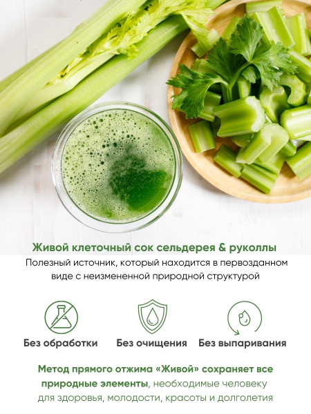 ОРГАНИК МИРЪ Живой сок сельдерея и рукколы прямого отжима + ферментирования  250 мл фото 4