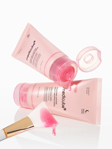 Medicube Лимфодренажная ночная маска-плёнка с ПДРН и кофеином PDRN Pink Caffeine Night Wrapping Mask 75 мл фото 3