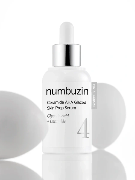 Numbuzin Обновляющая сыворотка с кислотами No.4 Ceramide AHA Glazed Skin Prep Serum 30 мл фото 4