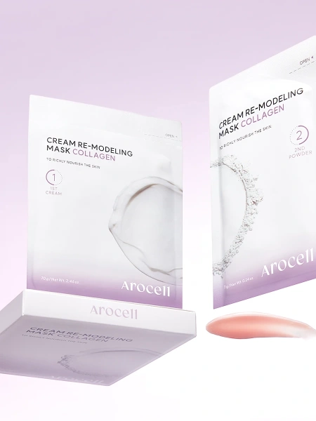 Arocell Альгинатная маска с коллагеном для упругости и сияния Cream Remodeling Mask Collagen 77 гр х 5 шт фото 3