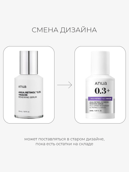Anua Обновляющая сыворотка с ретинолом и ниацинамидом Nano Retinol 0,3% + Niacin Renewing Serum 30 мл фото 1