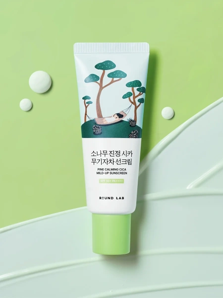 Round Lab Мягкий солнцезащитный крем с сосной и центеллой для проблемной кожи Pine Calming Cica Mild-Up Sunscreen 40 мл фото 2