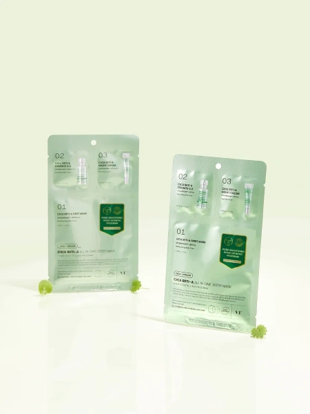 VT Cosmetics Трёхступенчатый набор с ретинолом: сыворотка-бустер + маска + крем Cica Reti-A All In One 3Step Mask 1.5+25+1.5 гр фото 6