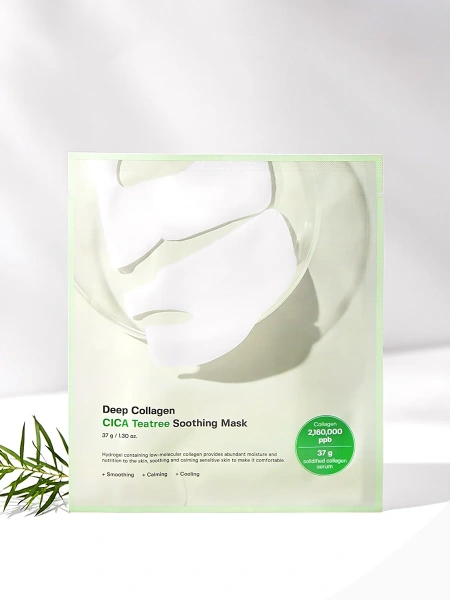 Sungboon Editor Успокаивающая гидрогелевая маска Deep Collagen Cica Teatree Soothing Mask 37 гр х 4 шт фото 3