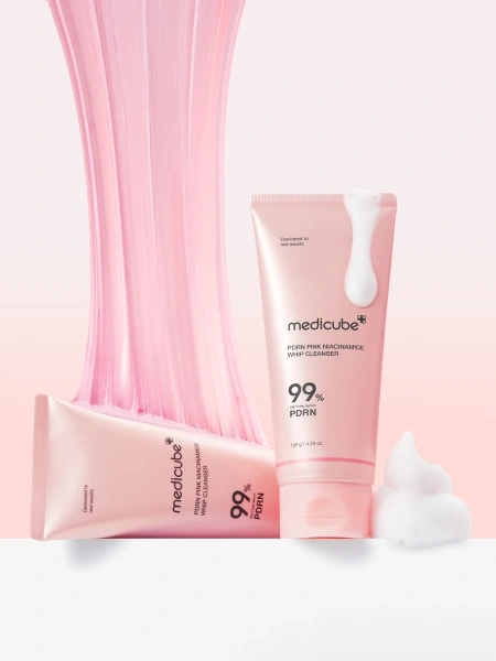 Medicube Пенка с ПДРН для глубокого очищения пор PDRN Pink Niacinamide Whip Cleanser 120 гр фото 7