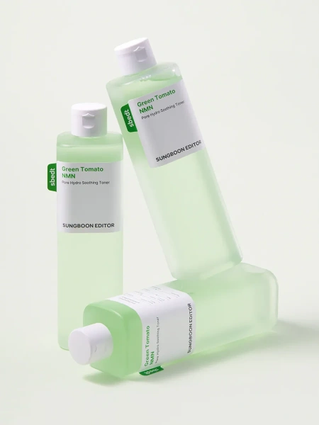 Sungboon Editor Ампульный тонер с экстрактом зелёного томата для сужения пор Green Tomato NMN Pore Hydro Soothing Toner 350 мл фото 4