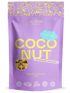 Хрустящий перекус из орехов и семян «Кокосовый кранч» re-feel Crunchy Coconut - купить 290 ₽ 
