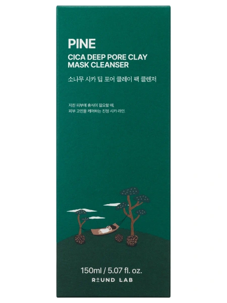 Round Lab Очищающая маска-пенка с экстрактом сосны и центеллы Cica Deep Pore Clay Mask Cleanser 150 мл фото 4