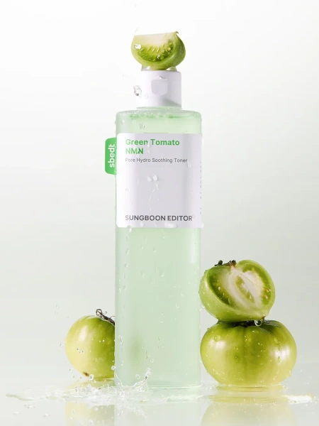 Sungboon Editor Ампульный тонер с экстрактом зелёного томата для сужения пор Green Tomato NMN Pore Hydro Soothing Toner 350 мл фото 1