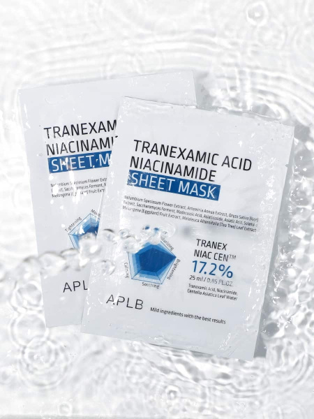 APLB Осветляющая тканевая маска с транексамовой кислотой и ниацинамидом Tranexamic Acid Niacinamide Mask 25 мл х 10 шт фото 3