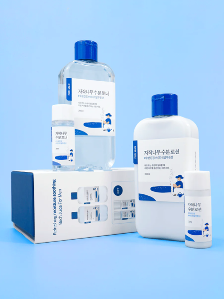 Round Lab Мужской увлажняющий набор для чувствительной кожи For Men Birch Juice Moisturizing Toner & Lotion Set 200+200+20+20 мл фото 5