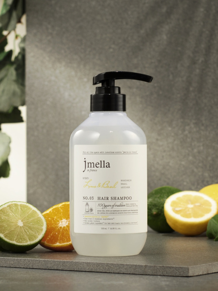 Jmella Парфюмированный шампунь для всех типов волос In France Lime & Basil Hair Shampoo 500 мл фото 1