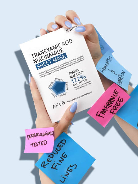 APLB Осветляющая тканевая маска с транексамовой кислотой и ниацинамидом Tranexamic Acid Niacinamide Mask 25 мл х 10 шт фото 6