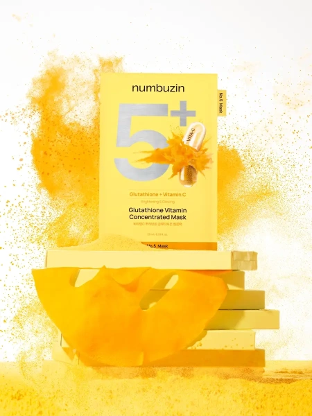 Numbuzin Осветляющая тканевая маска с глутатионом и витамином С для сияния кожи No.5 Glutathione Vitamin Concentrated Mask 27 мл х 5 шт фото 3