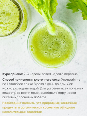 Живой сок сельдерея и зелени ростков пшеницы прямого отжима + ферментирования