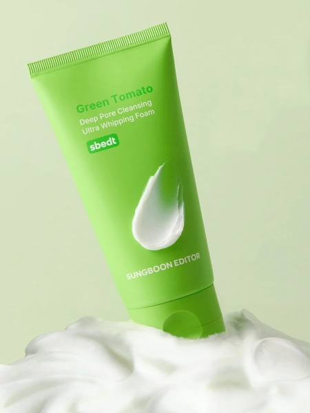 Sungboon Editor Мягкая пенка для глубокого очищения пор Green Tomato Deep Pore Cleansing Ultra Whipping Foam 120 мл фото 1