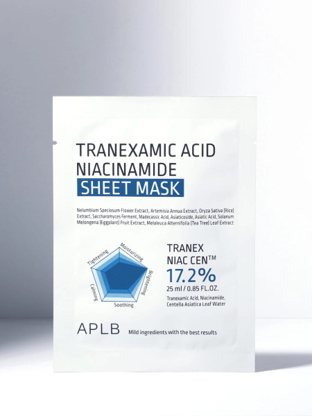 APLB Осветляющая тканевая маска с транексамовой кислотой и ниацинамидом Tranexamic Acid Niacinamide Mask 25 мл х 10 шт фото 4