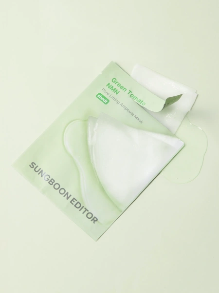 Sungboon Editor Тканевая маска для сужения пор Green Tomato NMN Pore Lifting Ampoule Mask 23 гр х 10 шт фото 5