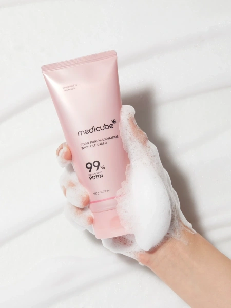 Medicube Пенка с ПДРН для глубокого очищения пор PDRN Pink Niacinamide Whip Cleanser 120 гр фото 6