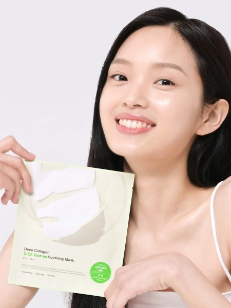 Sungboon Editor Успокаивающая гидрогелевая маска Deep Collagen Cica Teatree Soothing Mask 37 гр х 4 шт фото 4