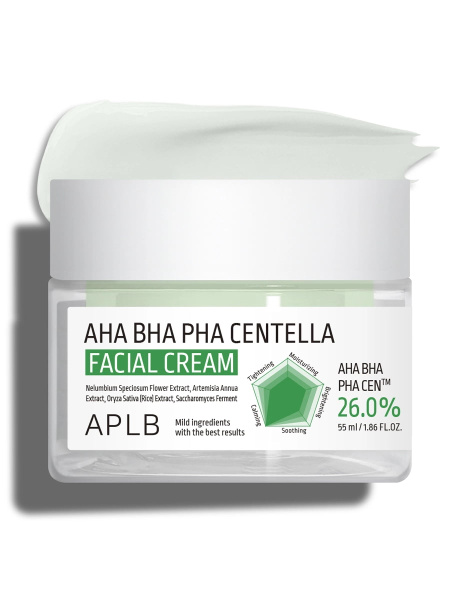 APLB Успокаивающий крем против воспалений AHA BHA PHA Centella Facial Cream 55 мл фото 8