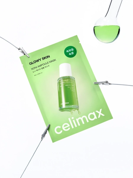 Celimax Ампульная тканевая маска с экстрактом нони для сияния кожи Glowy Skin Noni Ampoule Mask 29 мл фото 6