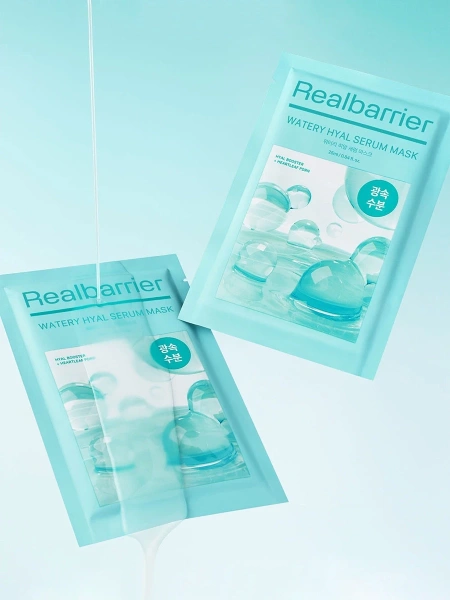 Real Barrier Глубокоувлажняющая тканевая маска с ПДРН и гиалуроновой кислотой Watery Hyal Serum Mask 30 мл фото 3