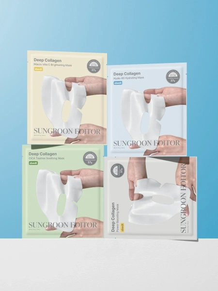 Sungboon Editor Успокаивающая гидрогелевая маска Deep Collagen Cica Teatree Soothing Mask 37 гр х 4 шт фото 8