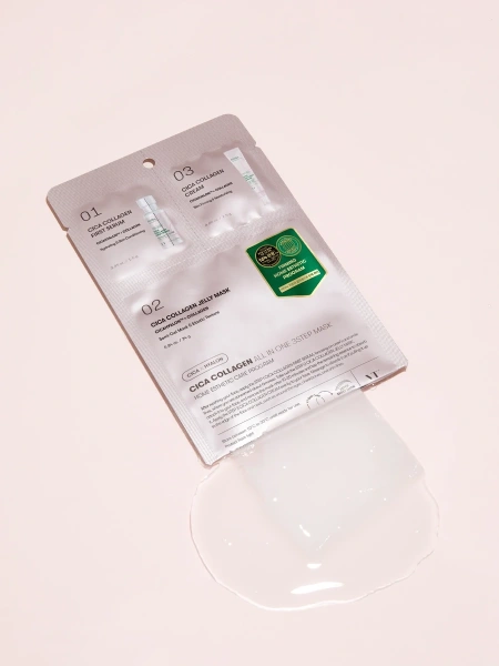 VT Cosmetics Трёхступенчатый набор с коллагеном: сыворотка + тканевая маска + крем Cica Collagen All In One 3Step Mask 1.5+25+1.5 гр фото 5