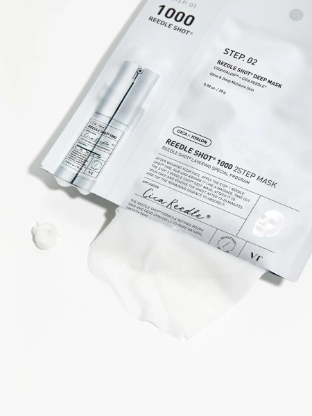 VT Cosmetics Усиленная двухступенчатая тканевая маска с микроиглами Reedle Shot 1000 2Step Mask 1.5+25 гр фото 4